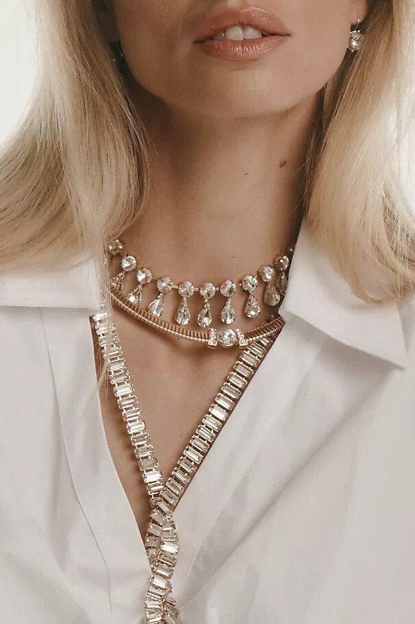 USA Glam美國金色鑽領蕾絲項鍊