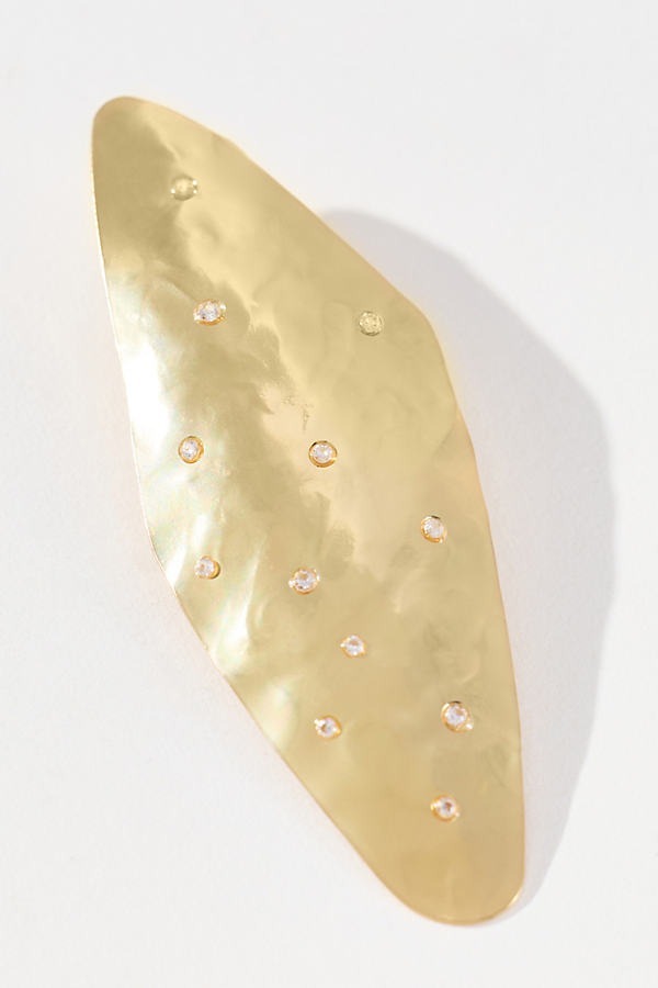 USA Gold美國鍍金黃銅手工敲面小鑽Drop耳環