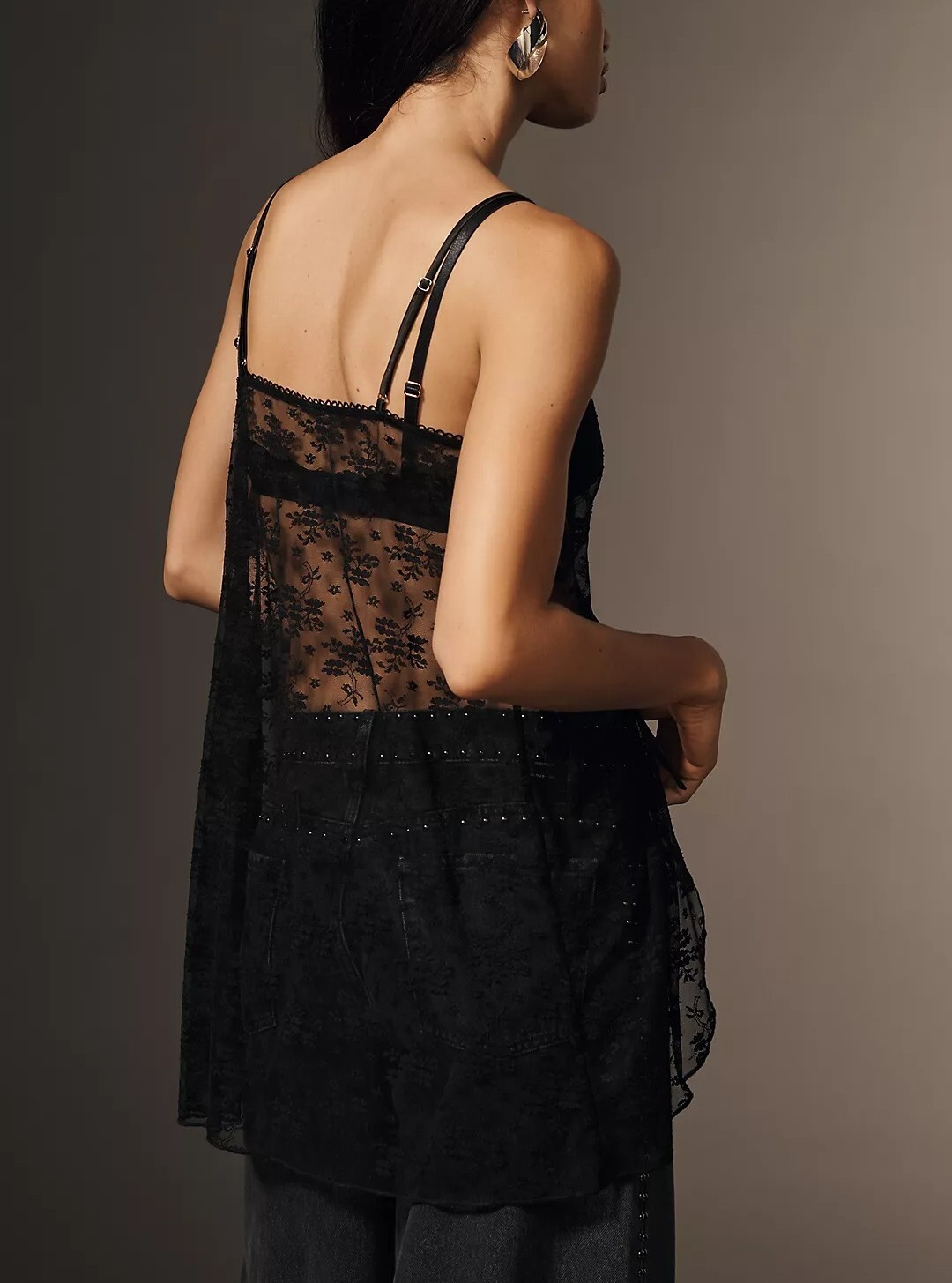 Soft Black美國黑色柔軟蕾絲開釦上衣