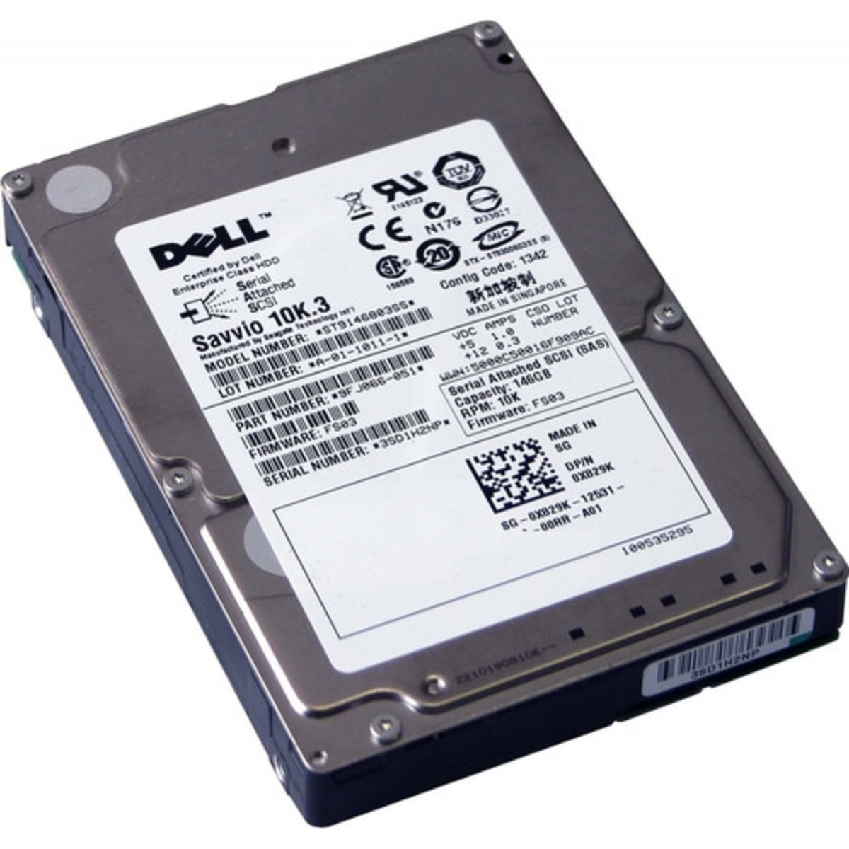 X143K DELL 2.5" 146GB 10K SAS HDD (翻新)