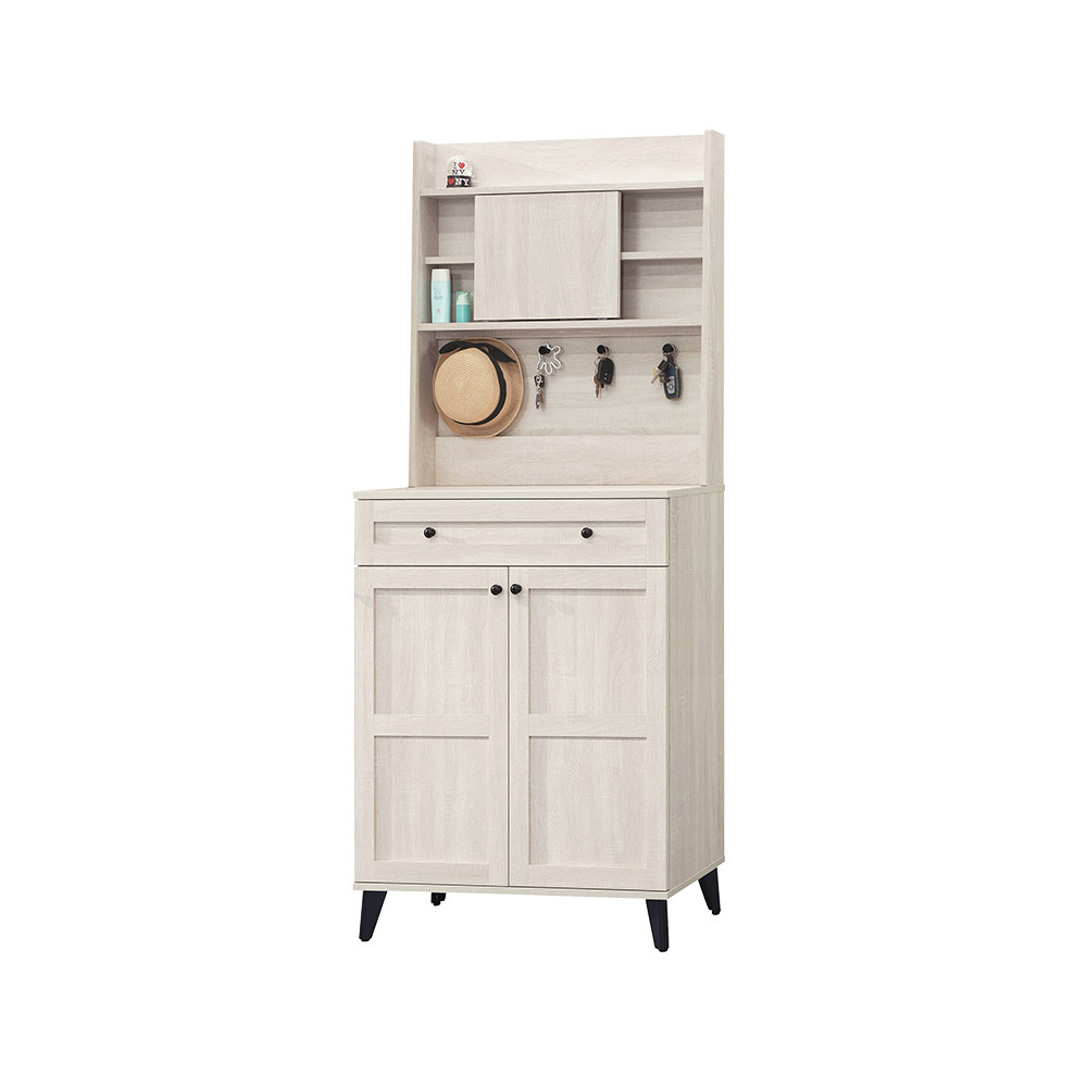 柏蒂家居-維恩2.6尺二門一抽鞋櫃/玄關展示櫃/收納置物櫃-附鑰匙收納掛勾