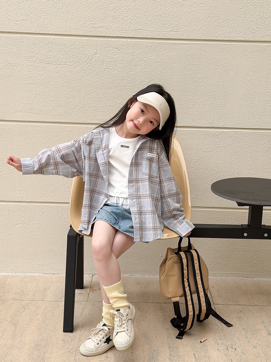 輕薄透氣格子連帽外套/上衣