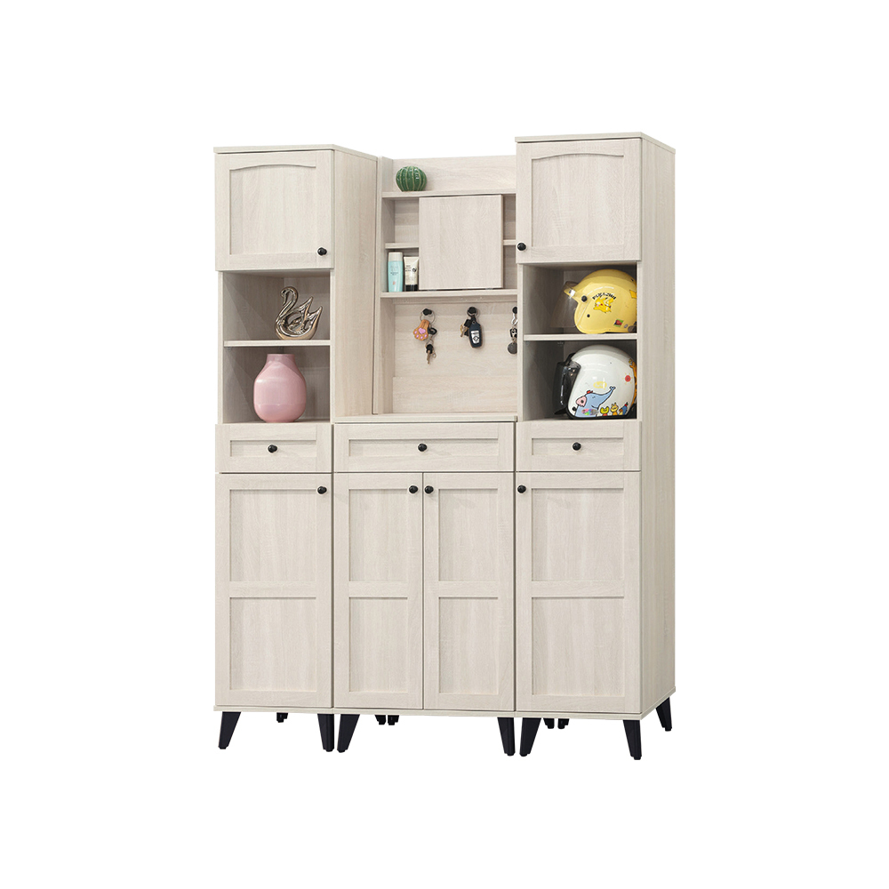 柏蒂家居-維恩4.6尺多功能收納鞋櫃組合/玄關展示櫃/收納置物櫃-附鑰匙收納掛勾