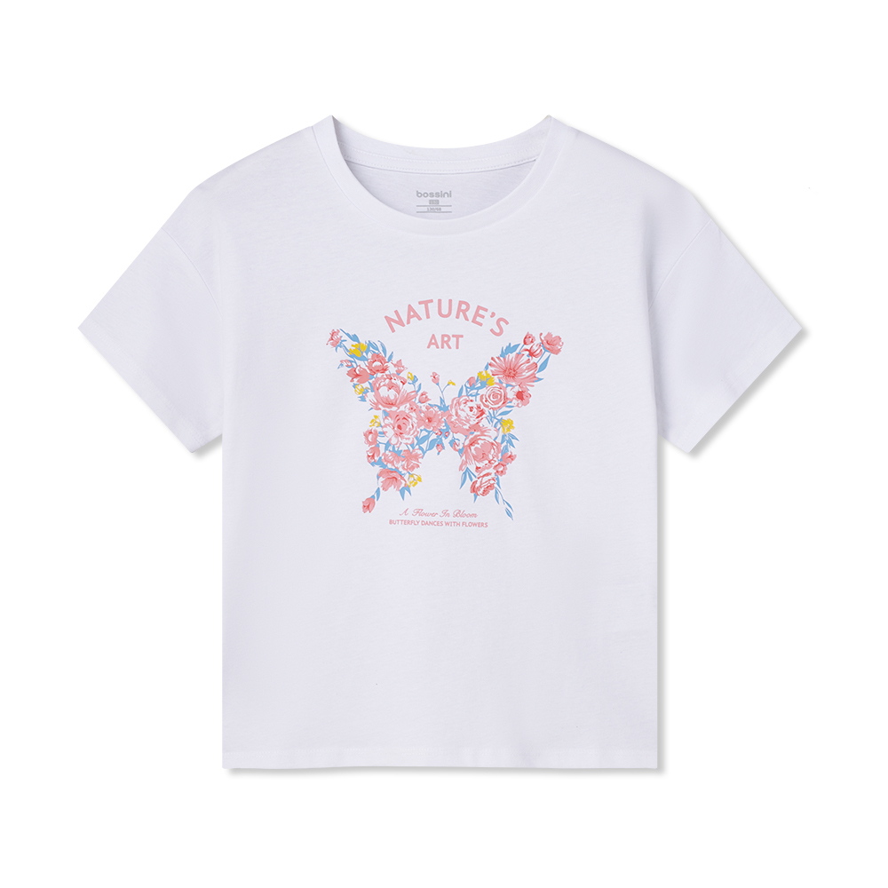 女童印花圖案短袖T恤