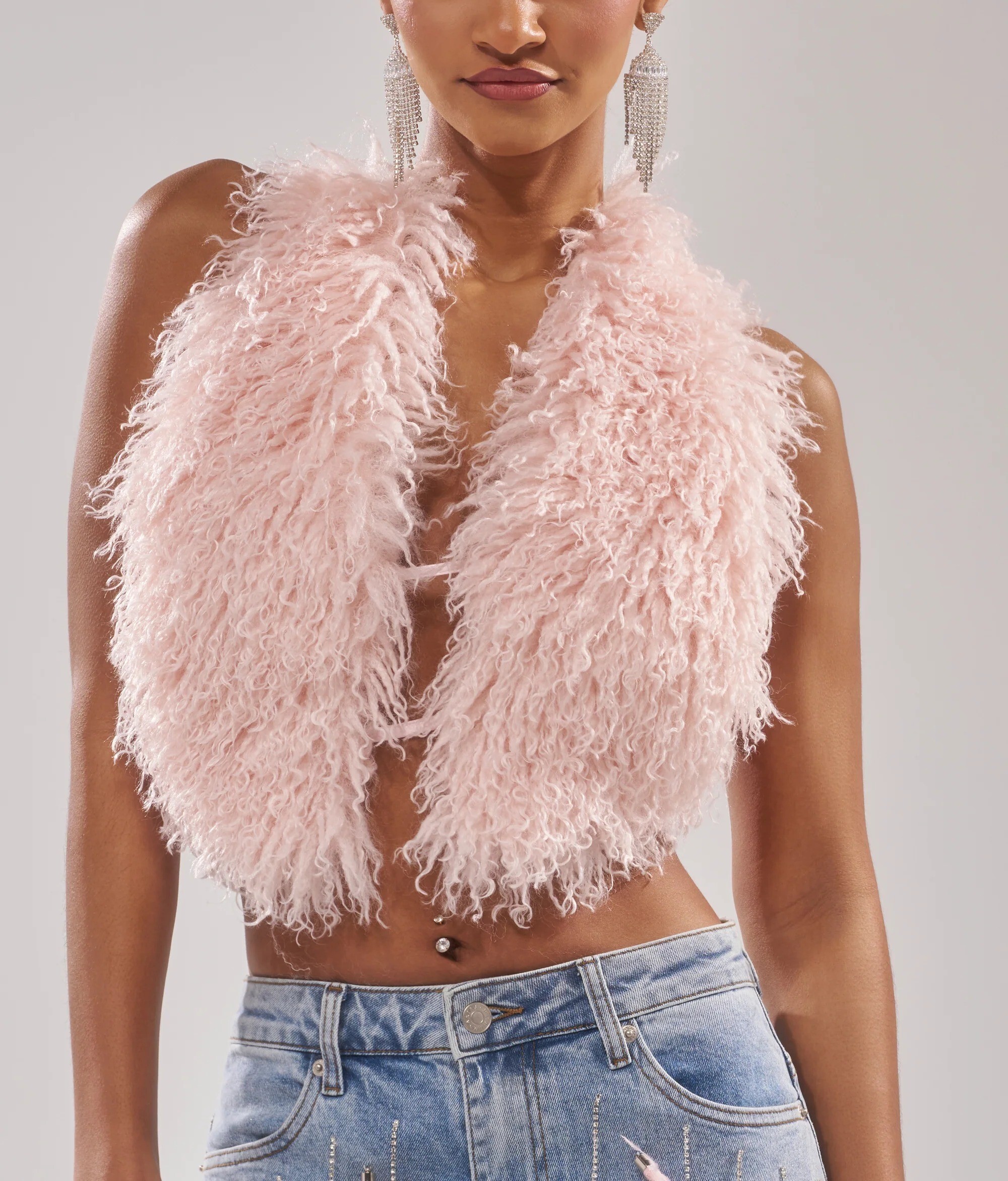 Pink Vibe粉紅色Vegan毛毛露背上衣