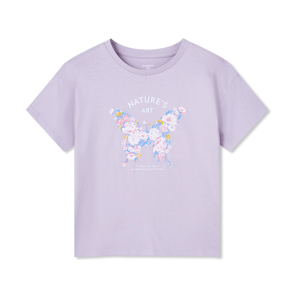 女童印花圖案短袖T恤