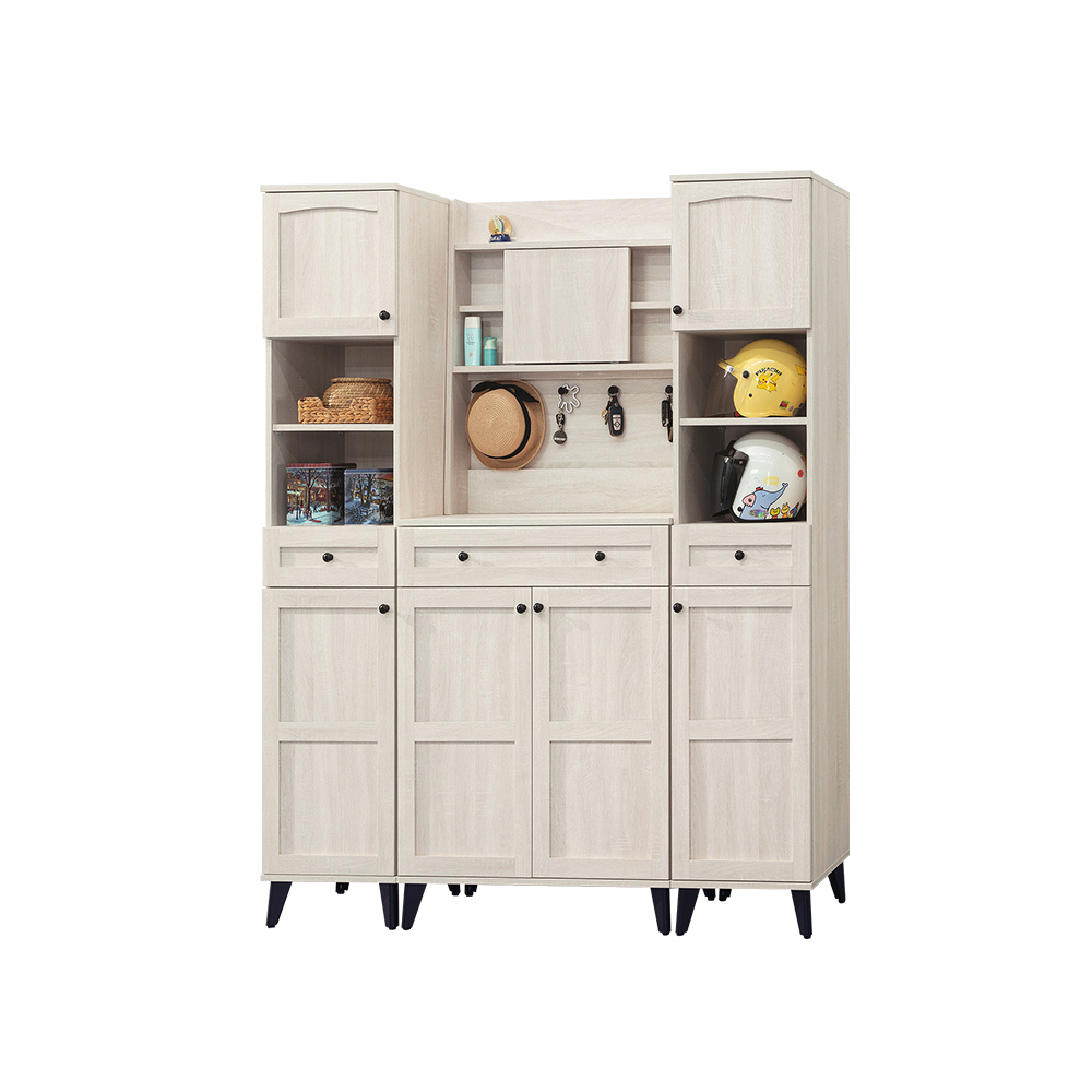 柏蒂家居-維恩5.3尺多功能收納鞋櫃組合/玄關展示櫃/收納置物櫃-附鑰匙收納掛勾