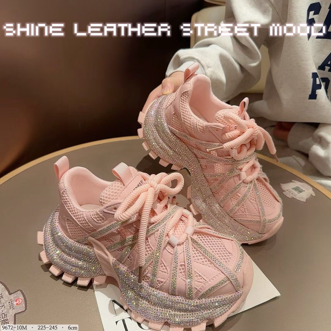 9672-10M  韓國甜酷水鑽鋸齒老爹鞋