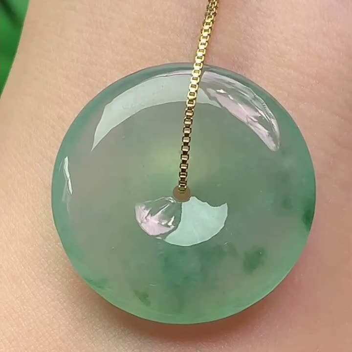 翡翠飄花平安扣 (27mm直徑),天然翡翠A玉, 緬甸玉, Jade, Jadeite