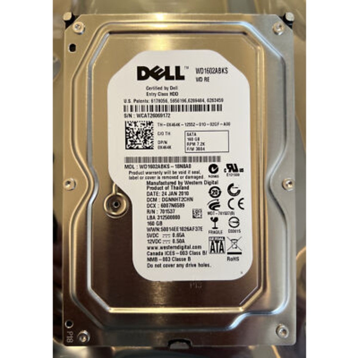 7U488 DELL 3.5" 160GB 7.2K SATA HDD (翻新)