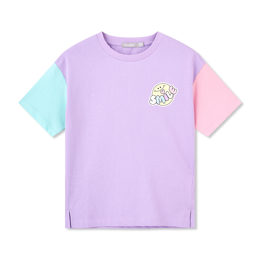 女童拼色短袖T恤