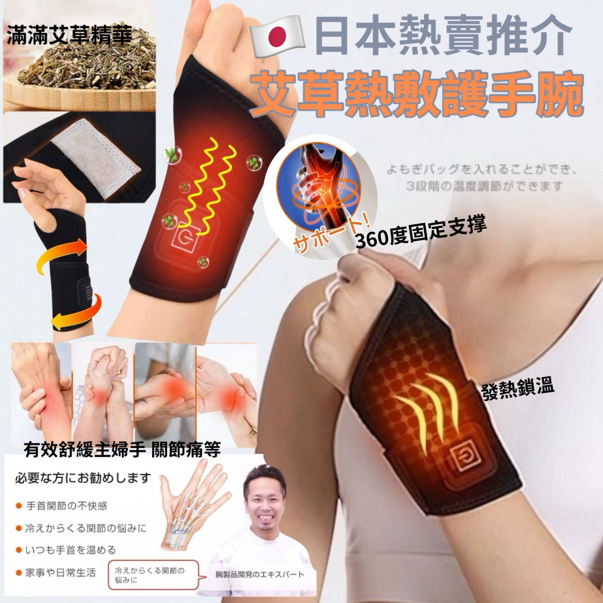 【預訂】AW030203 日本艾草熱敷護手腕