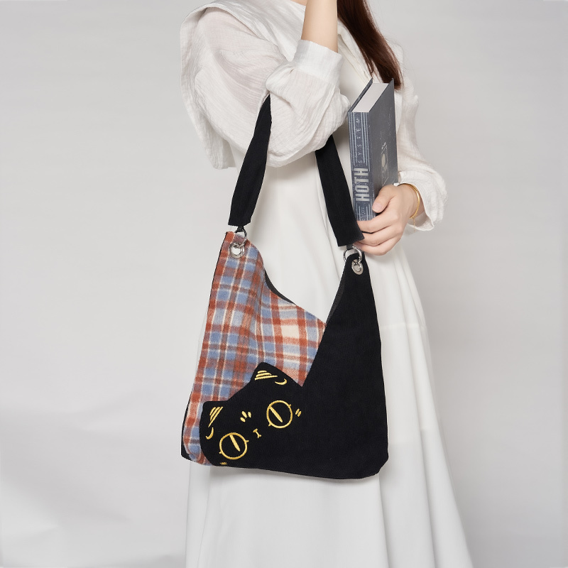 大英博物館｜巴斯特系列｜格紋拼接單肩包-紅藍格