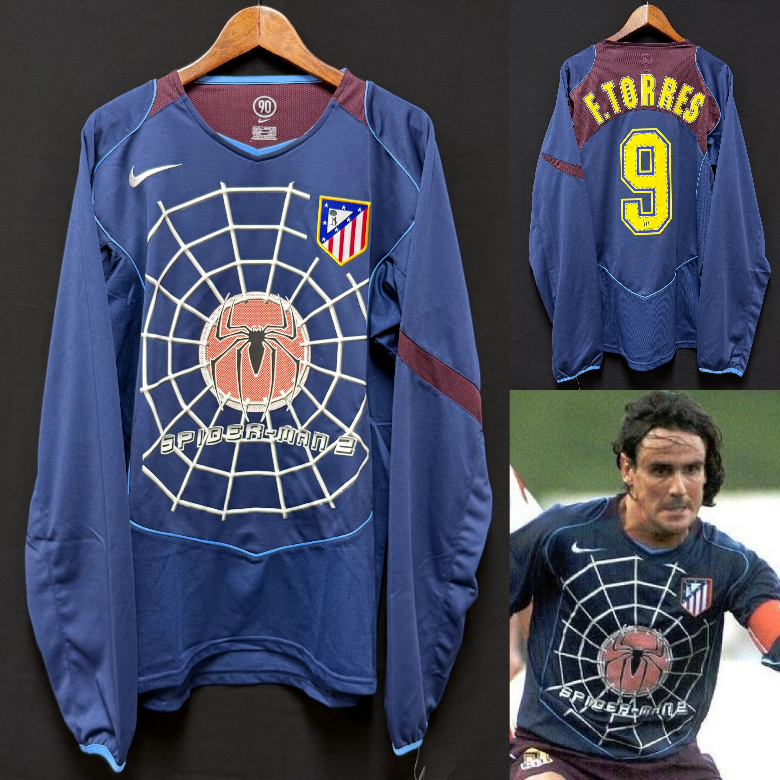 (Player Issue) Atletico Madrid 2004-2005 Nike L/S Spiderman Away Shirt #9 F TORRES