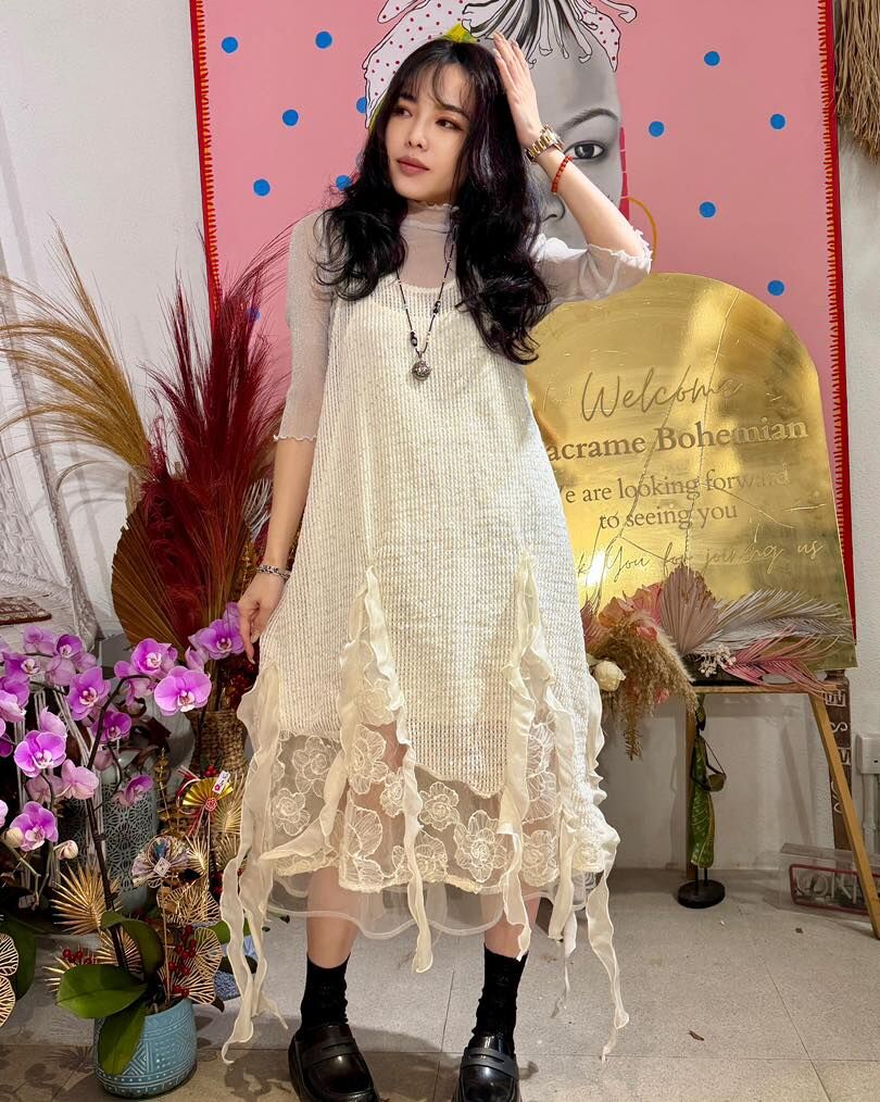 [訂貨大約10天]   顯瘦閃閃背心不規則腳連身裙 KOR0320 - F109 white / F110 black (0226live)