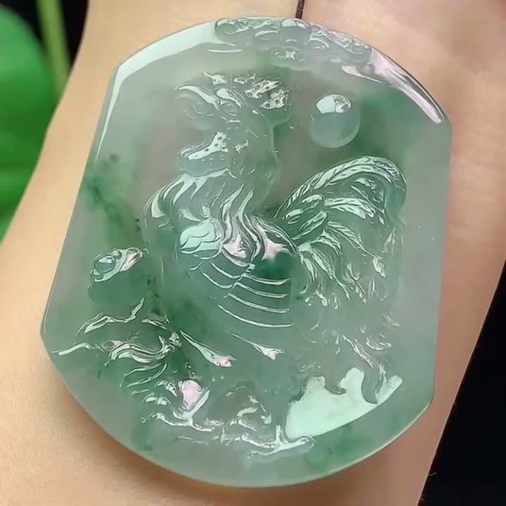 129346 翡翠冰種飄花雞牌