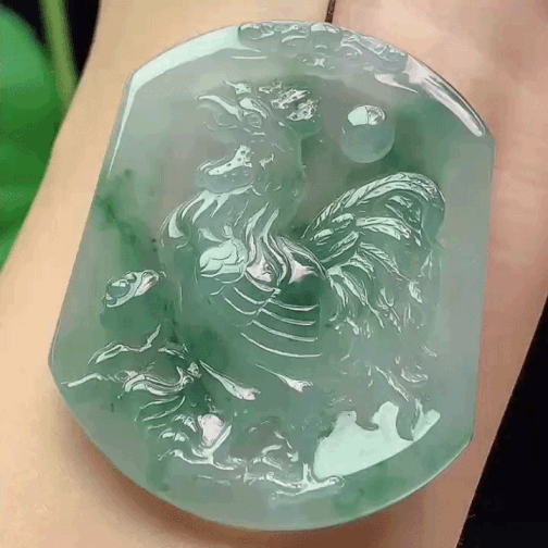 129346 翡翠冰種飄花雞牌