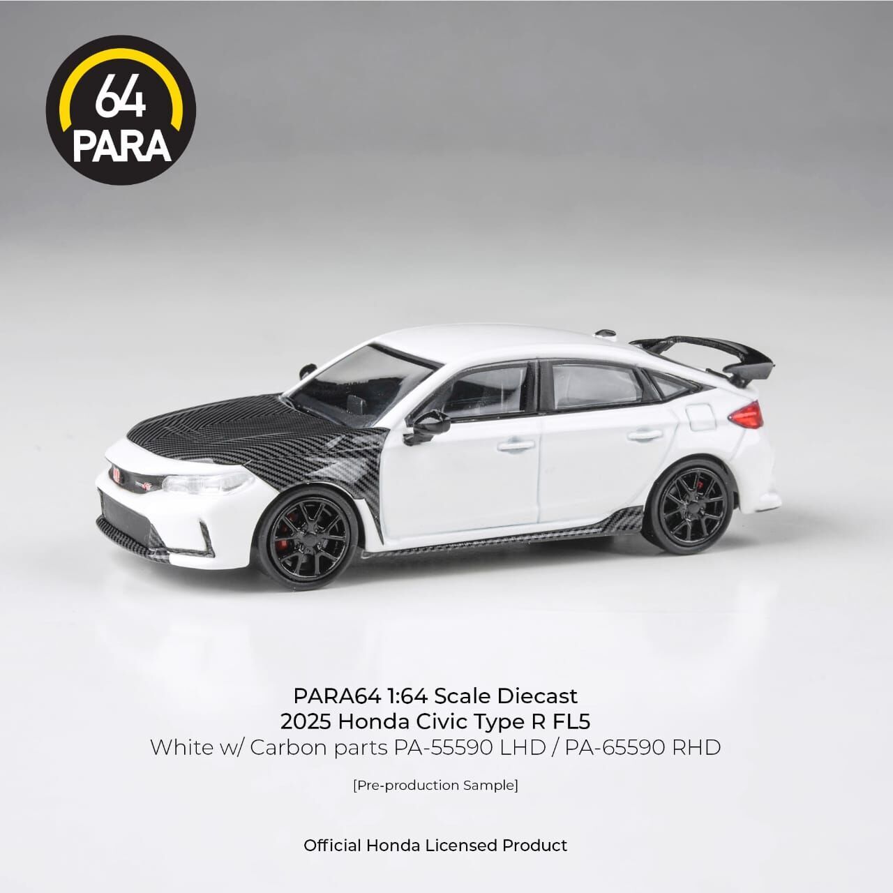 PO-$118 * PARA64 * 1:64 HONDA CIVIC TYPE R FL5 WHITE RHD