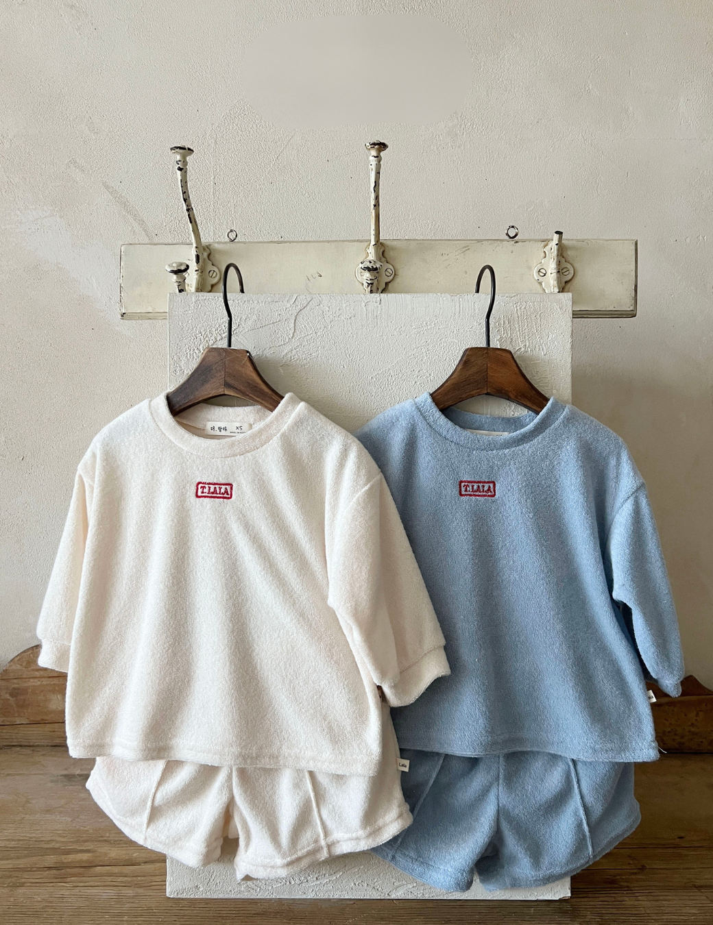 毛圈絨刺繡短褲套裝