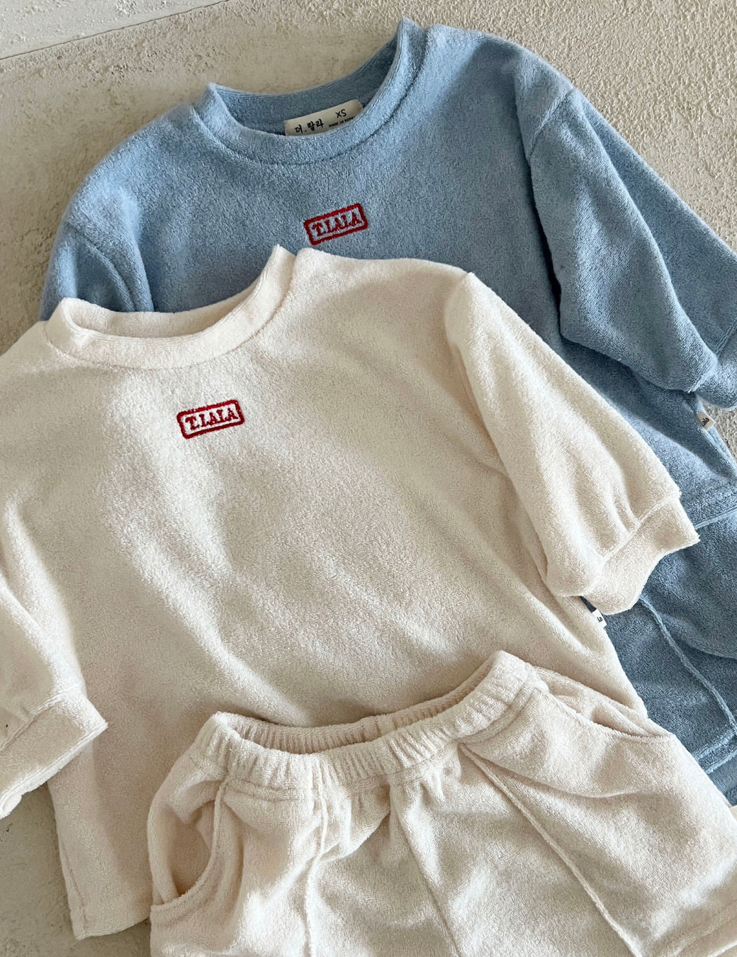 毛圈絨刺繡短褲套裝