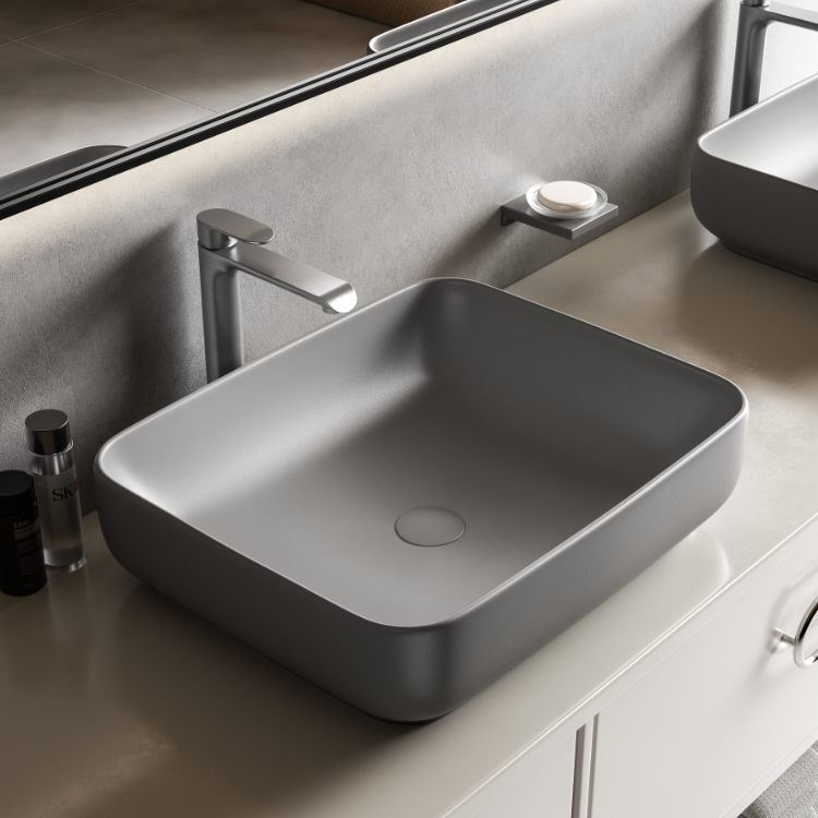 Vizio Rectangular Countertop Basin (Matt Grey)(VZ100201MG)