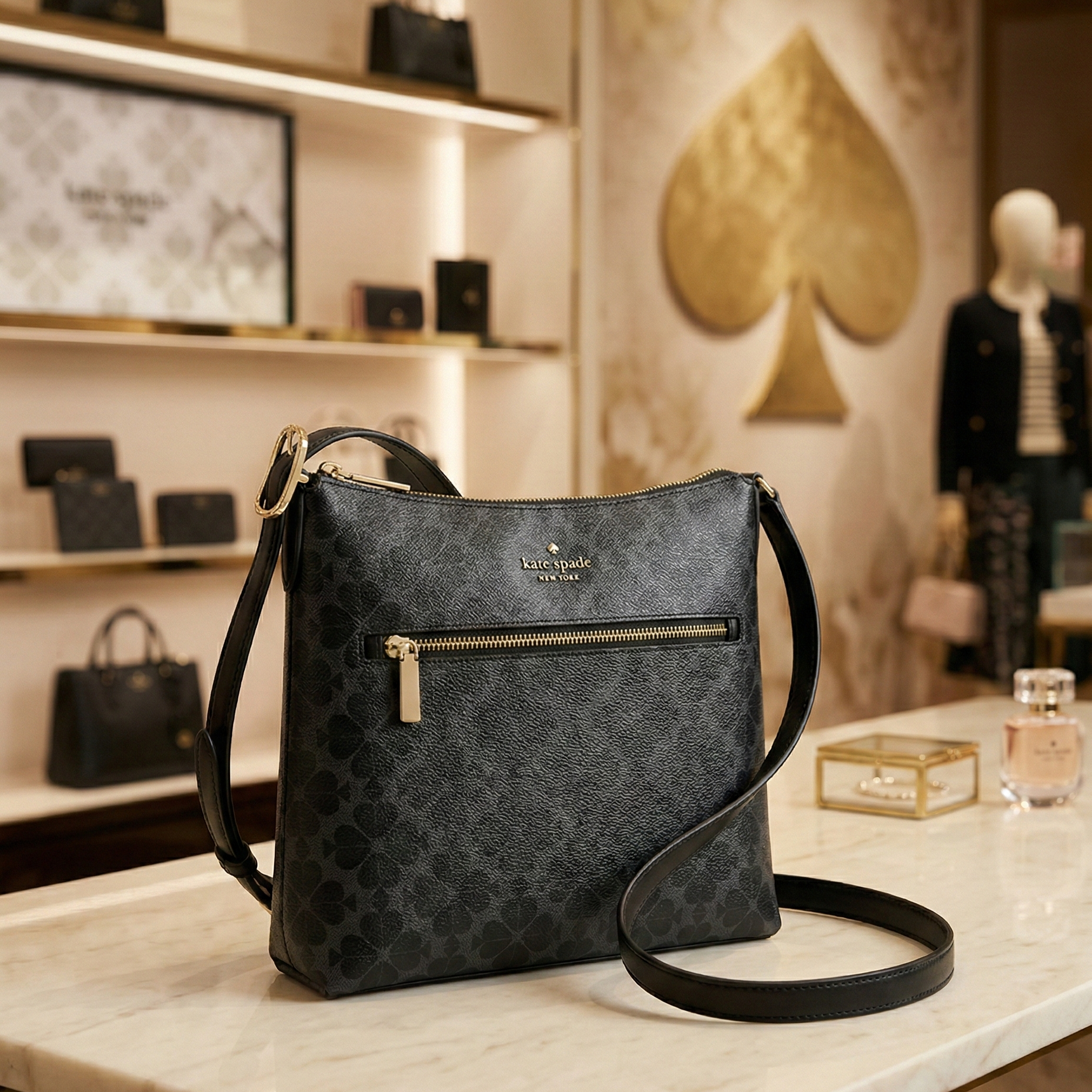 【預購】KATE SPADE H022828 經典黑桃斜咩包