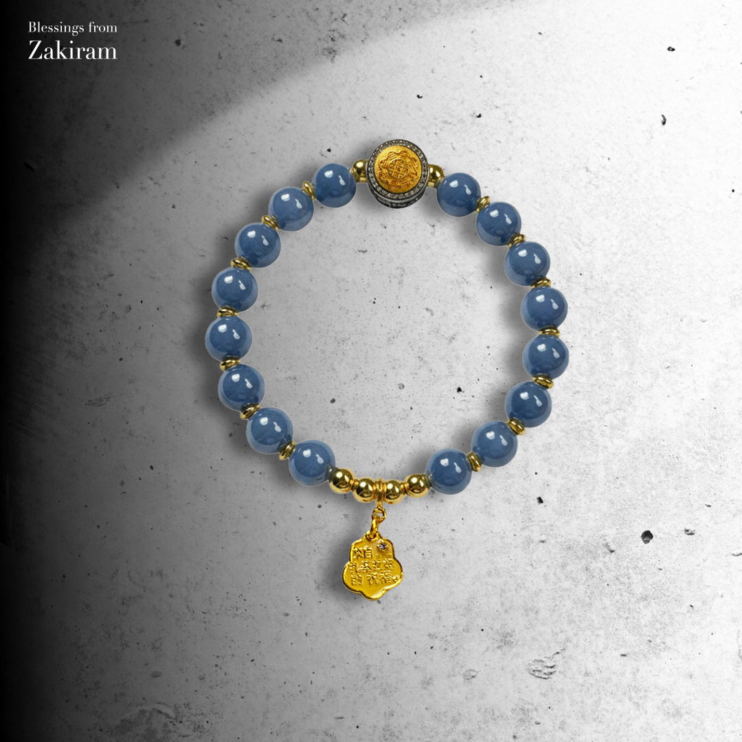 靈赫宮 九宮八卦 靈伽護佑 瓷珠手串 （藍紫）