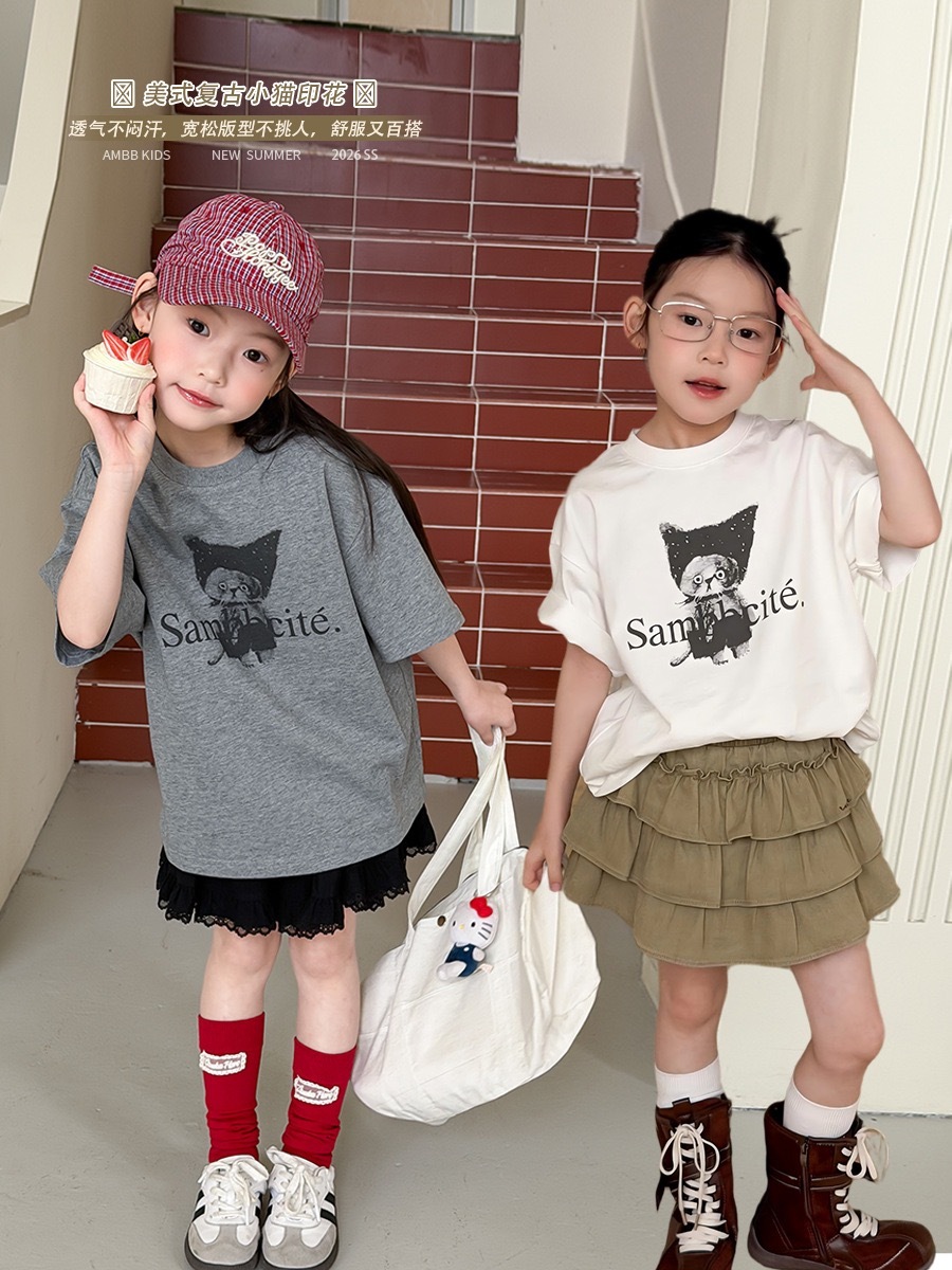 兩色日系貓貓寬鬆上衣