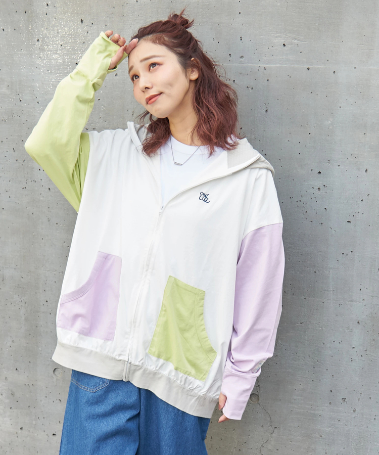 日本預訂 cube sugar CS Cool-to-the-touch, UV-cut Jersey Dolman Zip-Up Hoodie