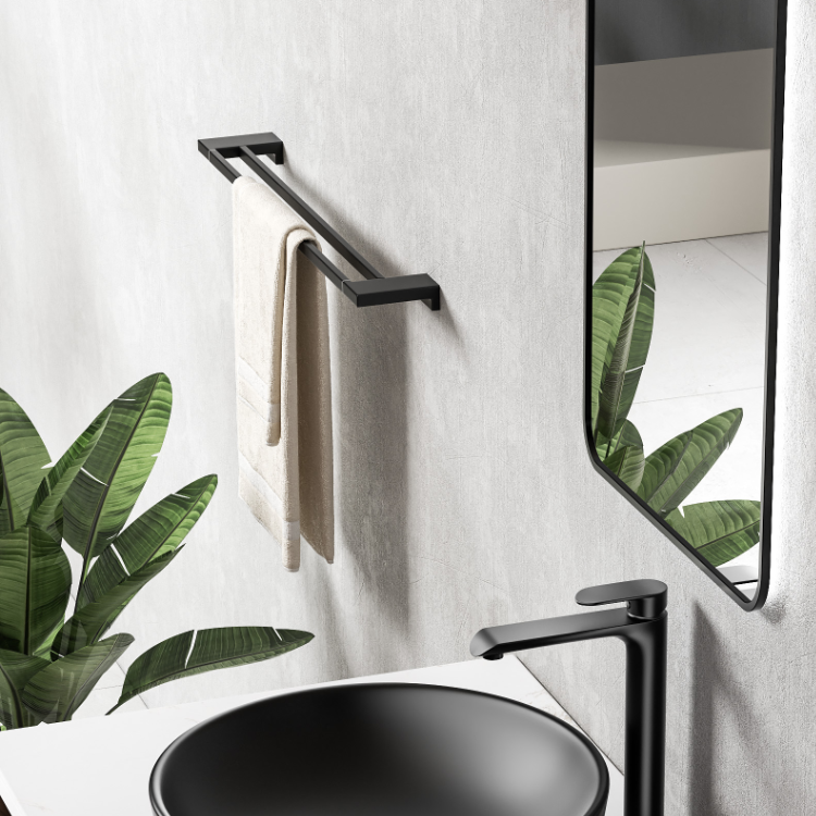 Vizio Double Towel Bar (Matt Black)(VZ700102MB)
