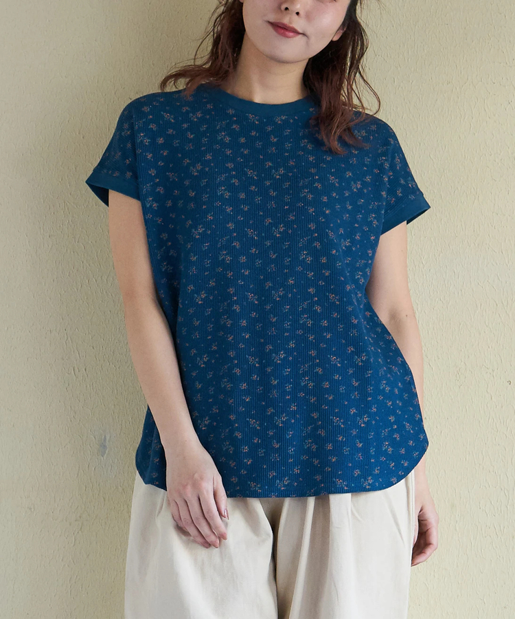 日本預訂 cube sugar CS Waffle Small Floral Print French Pullover