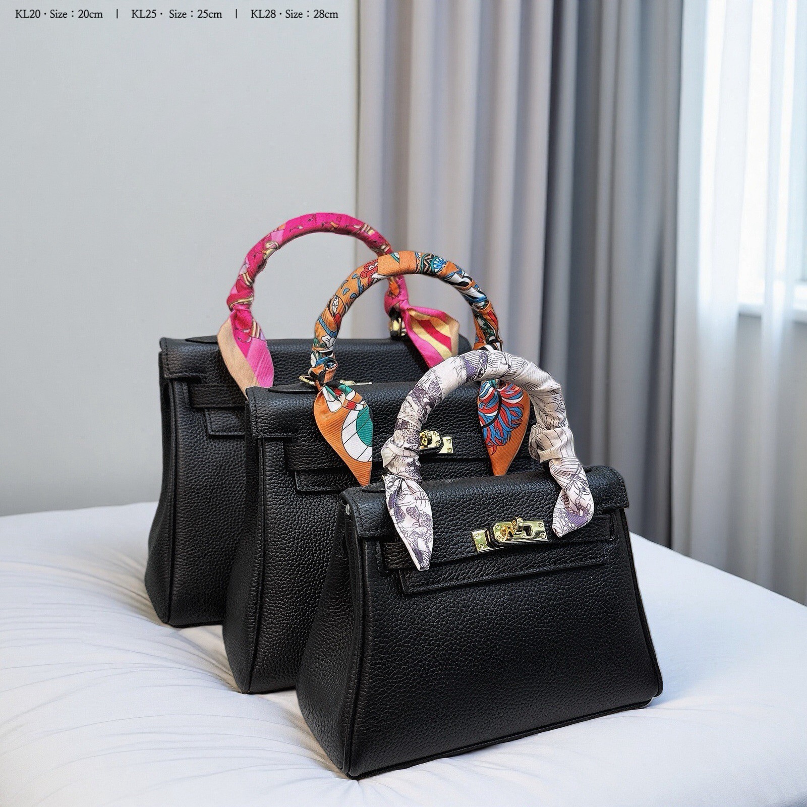 全牛皮經典金扣KL包(贈綁包包絲巾)