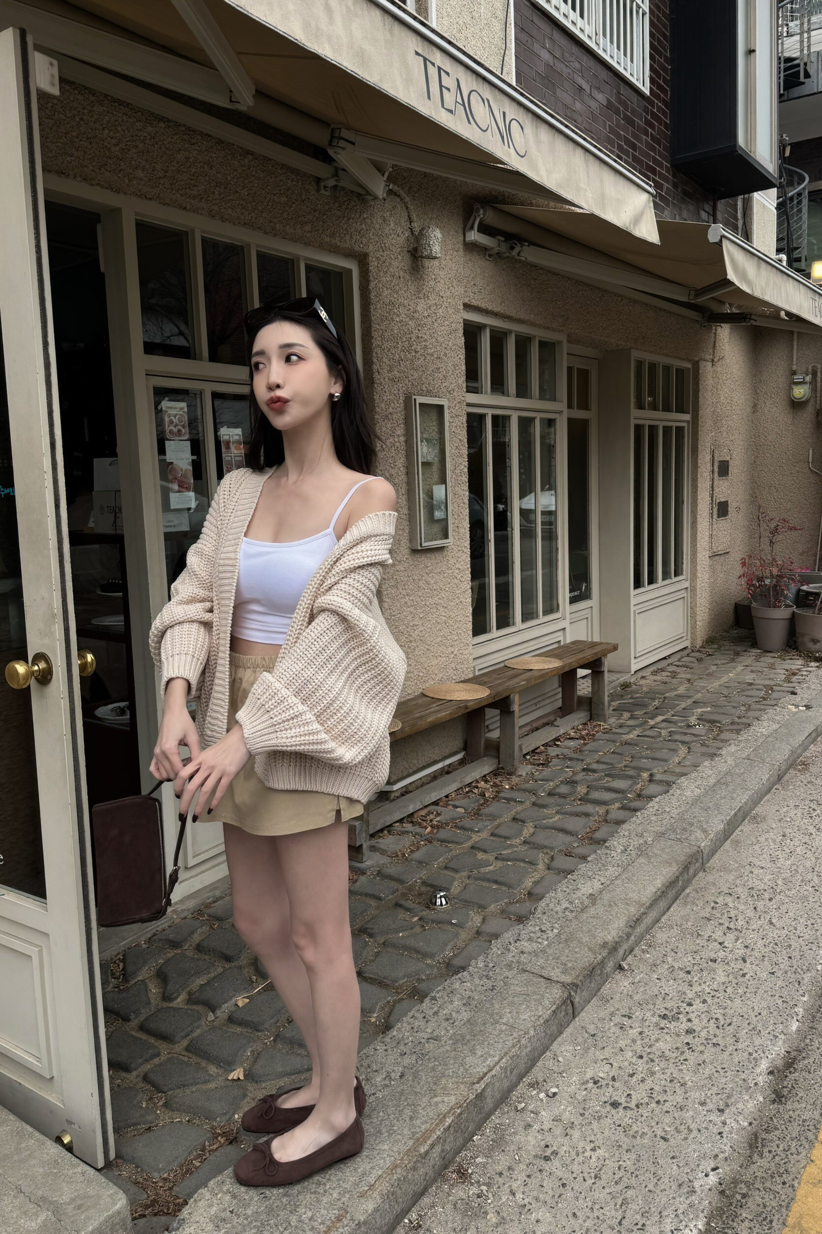 (現貨)🇰🇷#AL122 粗針織澎袖外罩(黑/白/灰)