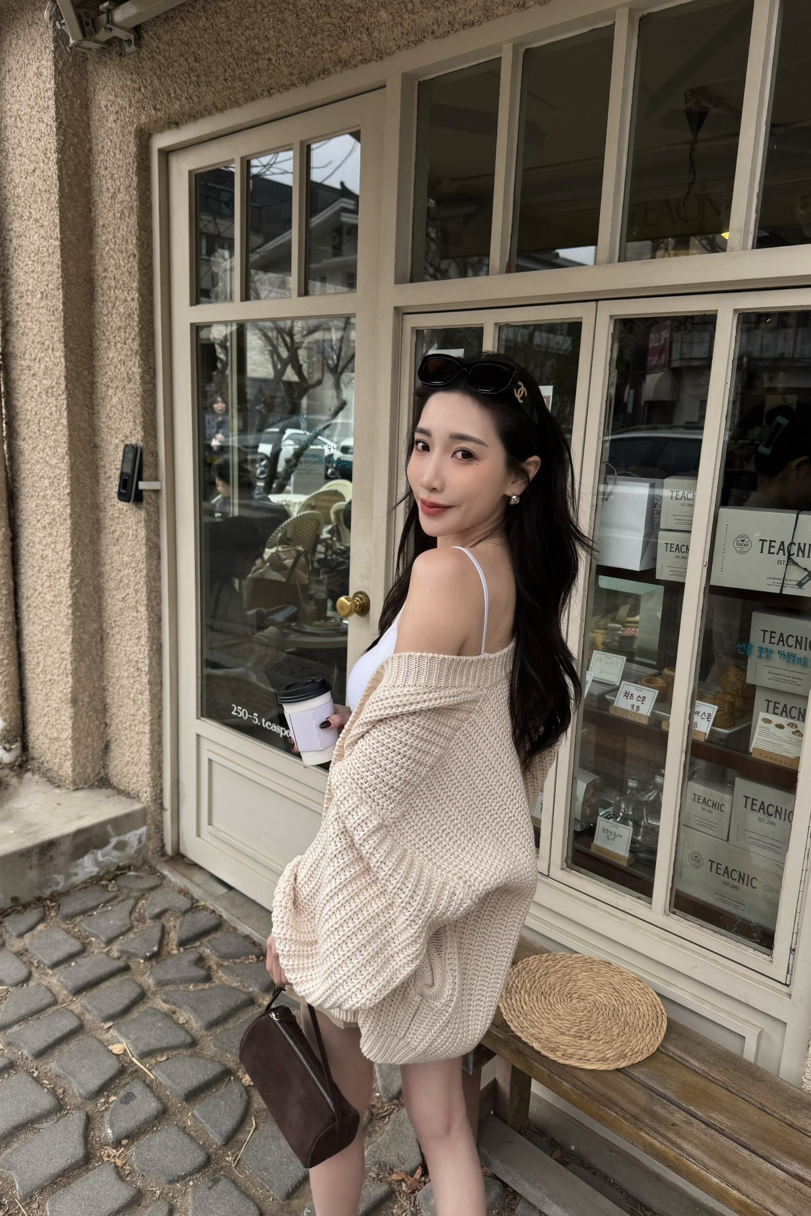 (現貨)🇰🇷#AL122 粗針織澎袖外罩(黑/白/灰)