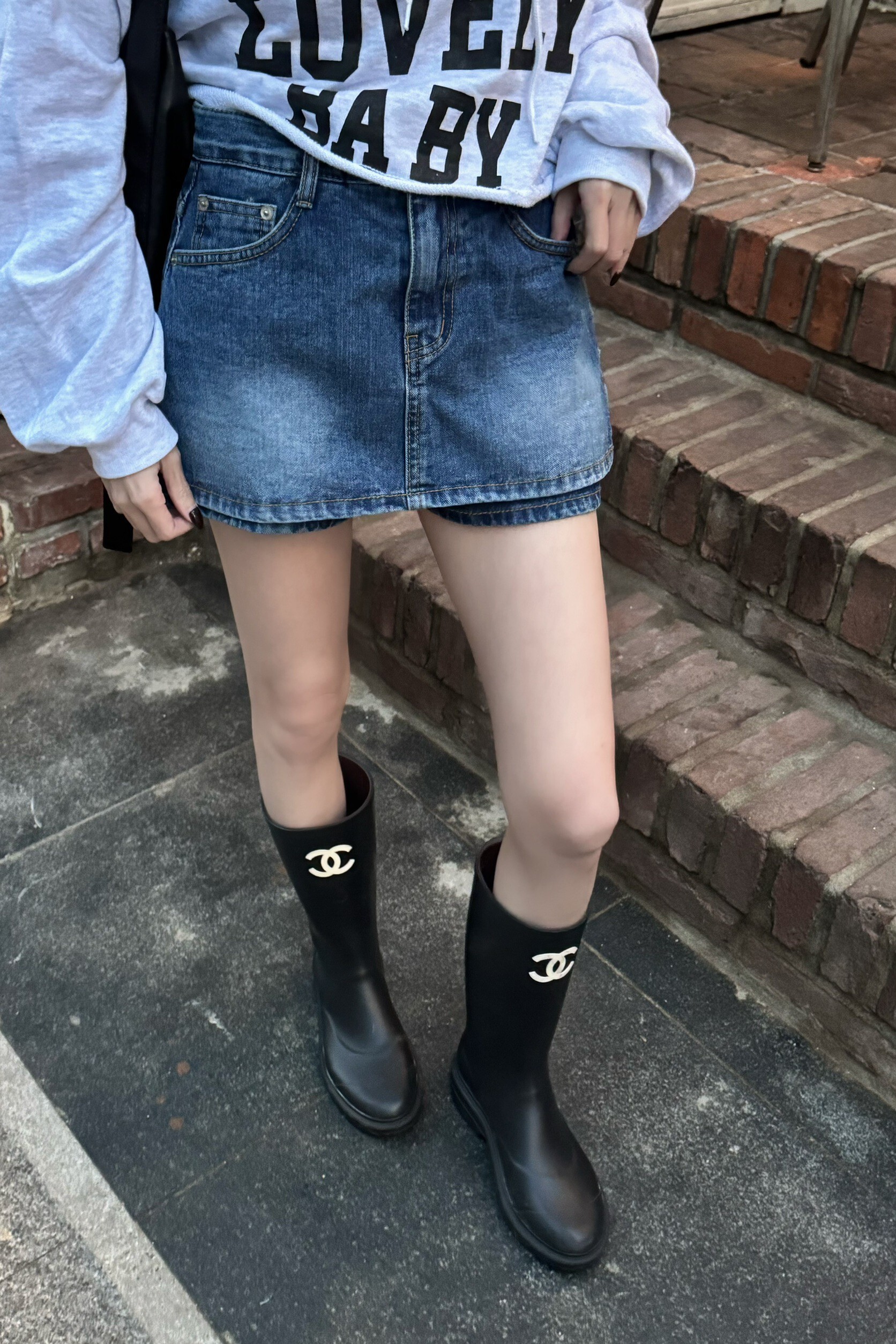 (現貨)🇰🇷#AL62 刷色牛仔裙(內含短褲)