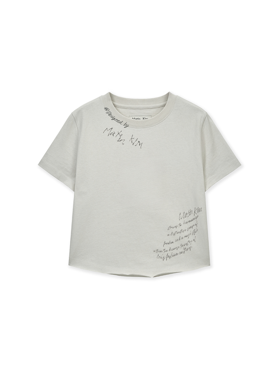 GRAFFITI ROUND HEM CROP TOP IN CREAM