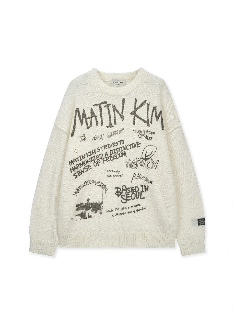 GRAFFITI ARTWORK KNIT PULLOVER IN IVORY
