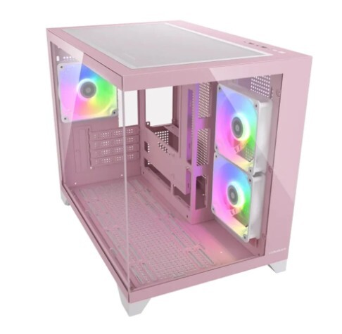 COUGAR 美洲獅 FV150 MINI 電競機箱 電腦機殼(粉色/M-ATX/附3顆RGB風扇)