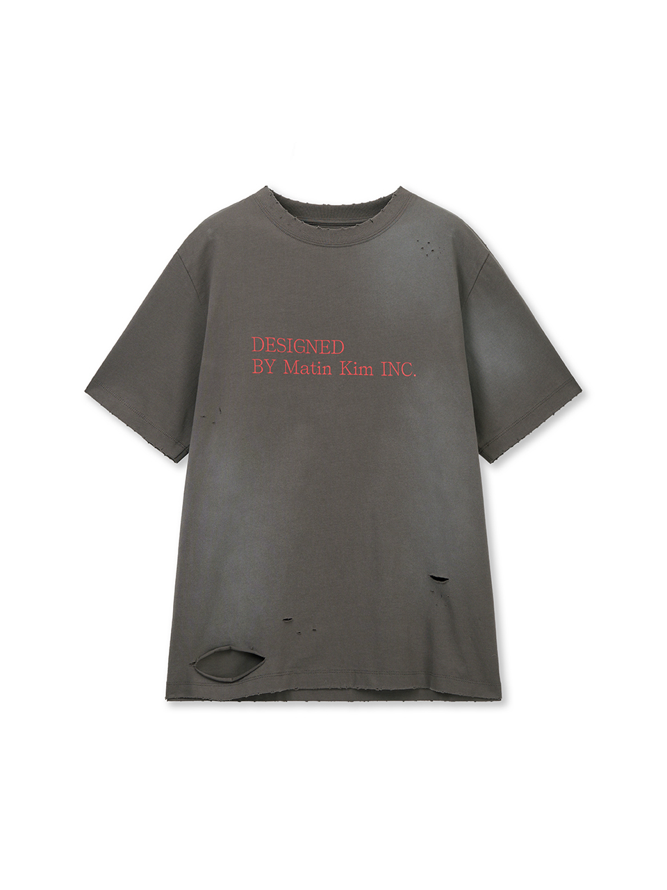 SPRAY WASHED LETTERING DAMAGED TOP IN CHARCOAL
