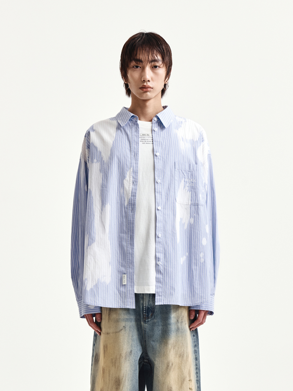 EMBROIDERY SMALL LOGO SHIRT IN LIGHT BLUE