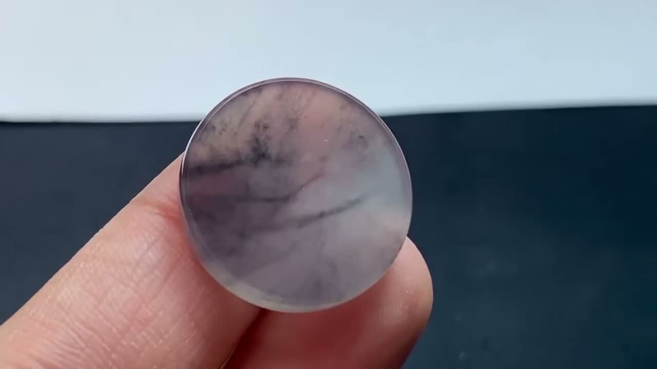 翡翠高冰黑冰圓牌 (19.8mm直徑),天然翡翠A玉, 緬甸玉, Jade, Jadeite
