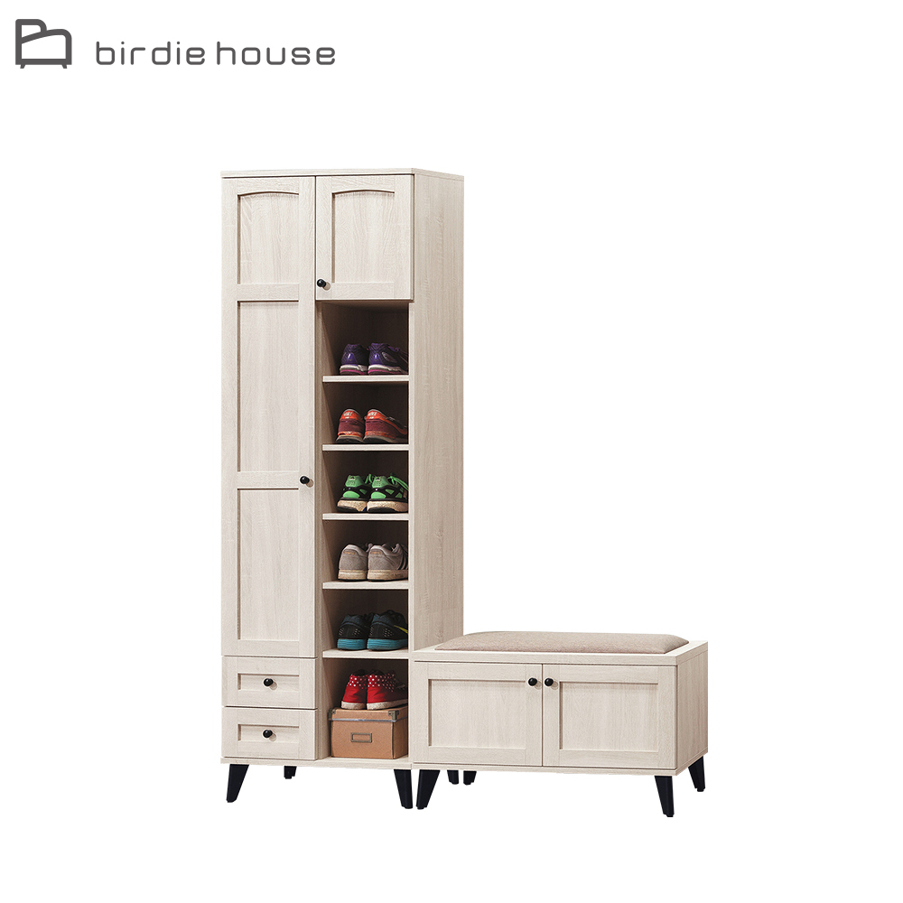 柏蒂家居-維恩4.6尺多功能L型收納鞋櫃組合(2尺高鞋櫃+2.6尺座鞋櫃)