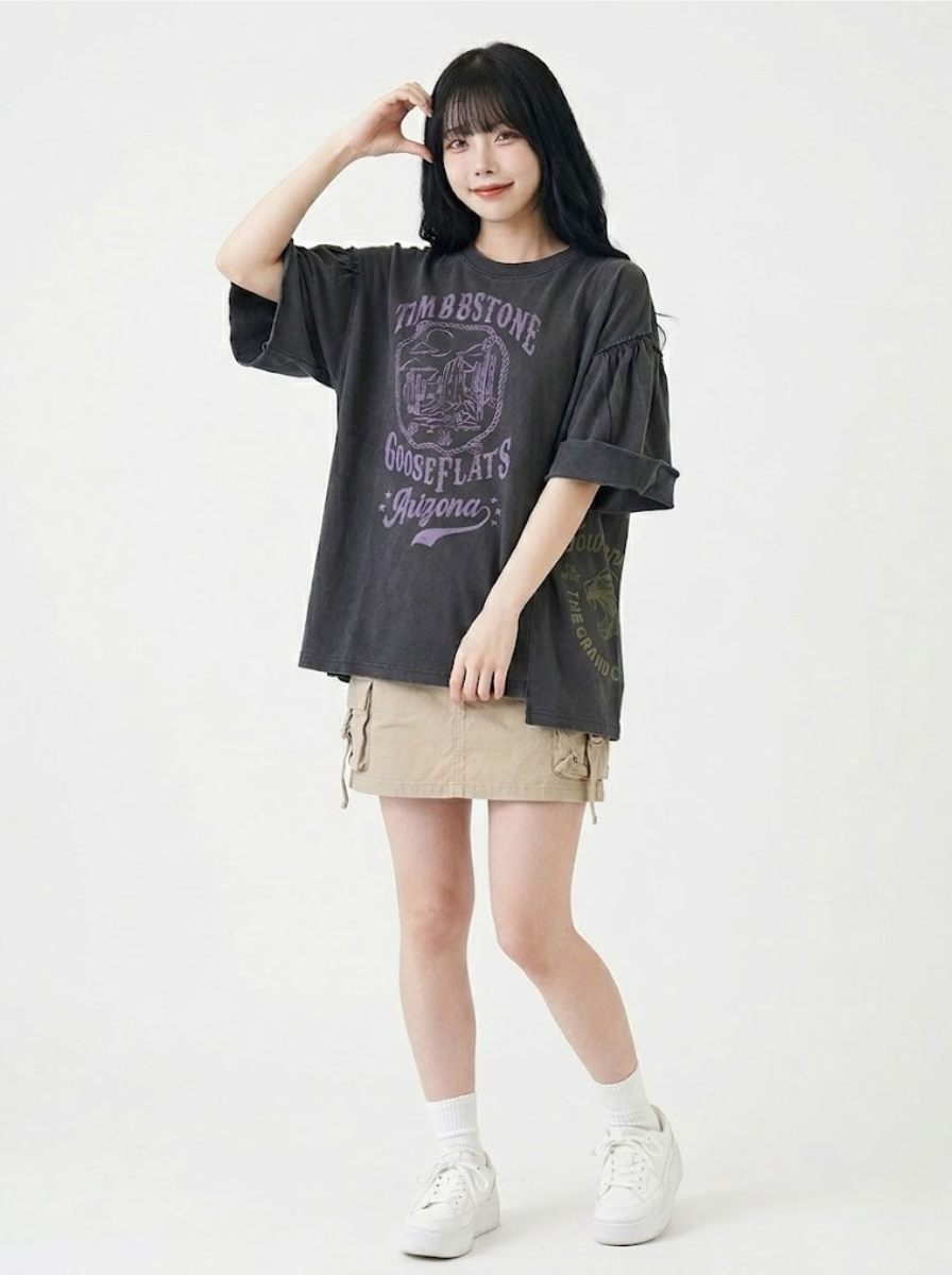 日本預訂 cube sugar CS 20/-OE Jersey Pigment Dyed Remake-Style Gathered Sleeve Pullover