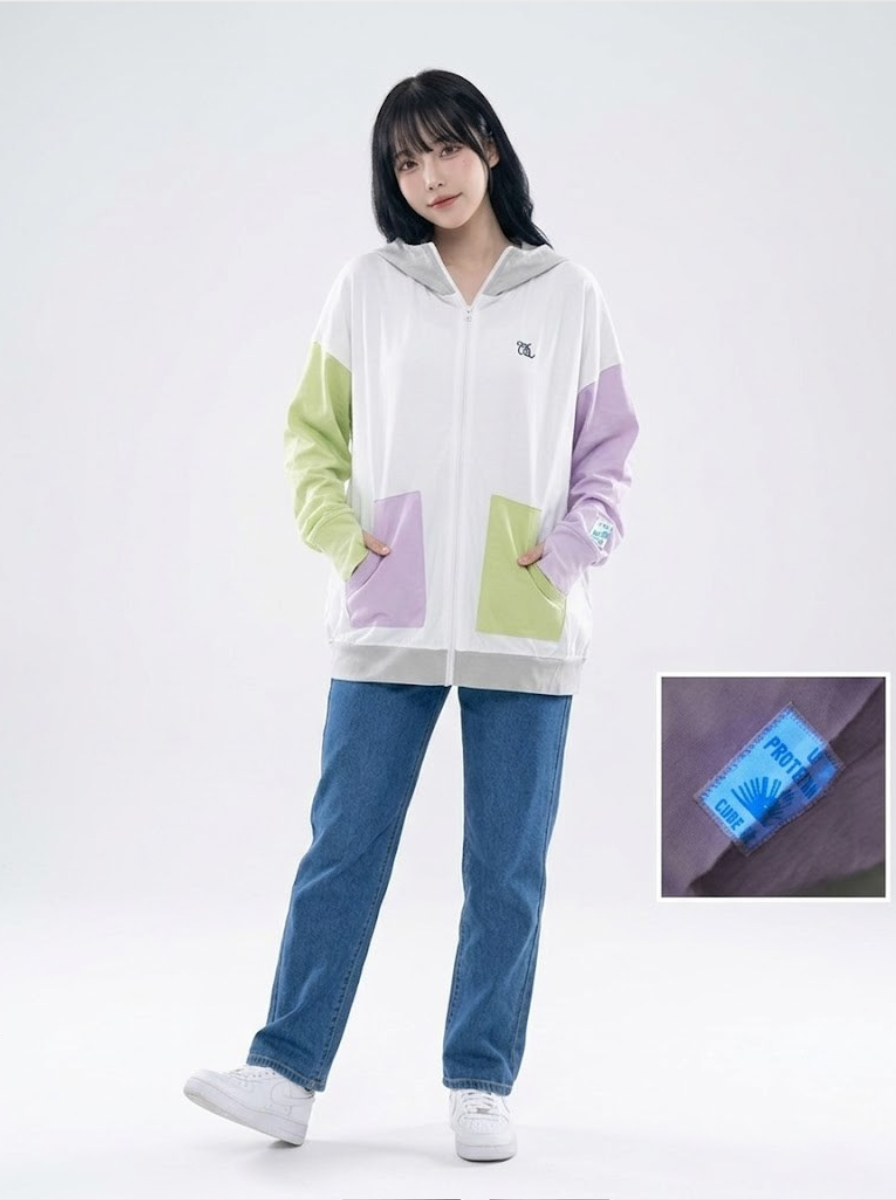 日本預訂 cube sugar CS Cool-to-the-touch, UV-cut Jersey Dolman Zip-Up Hoodie