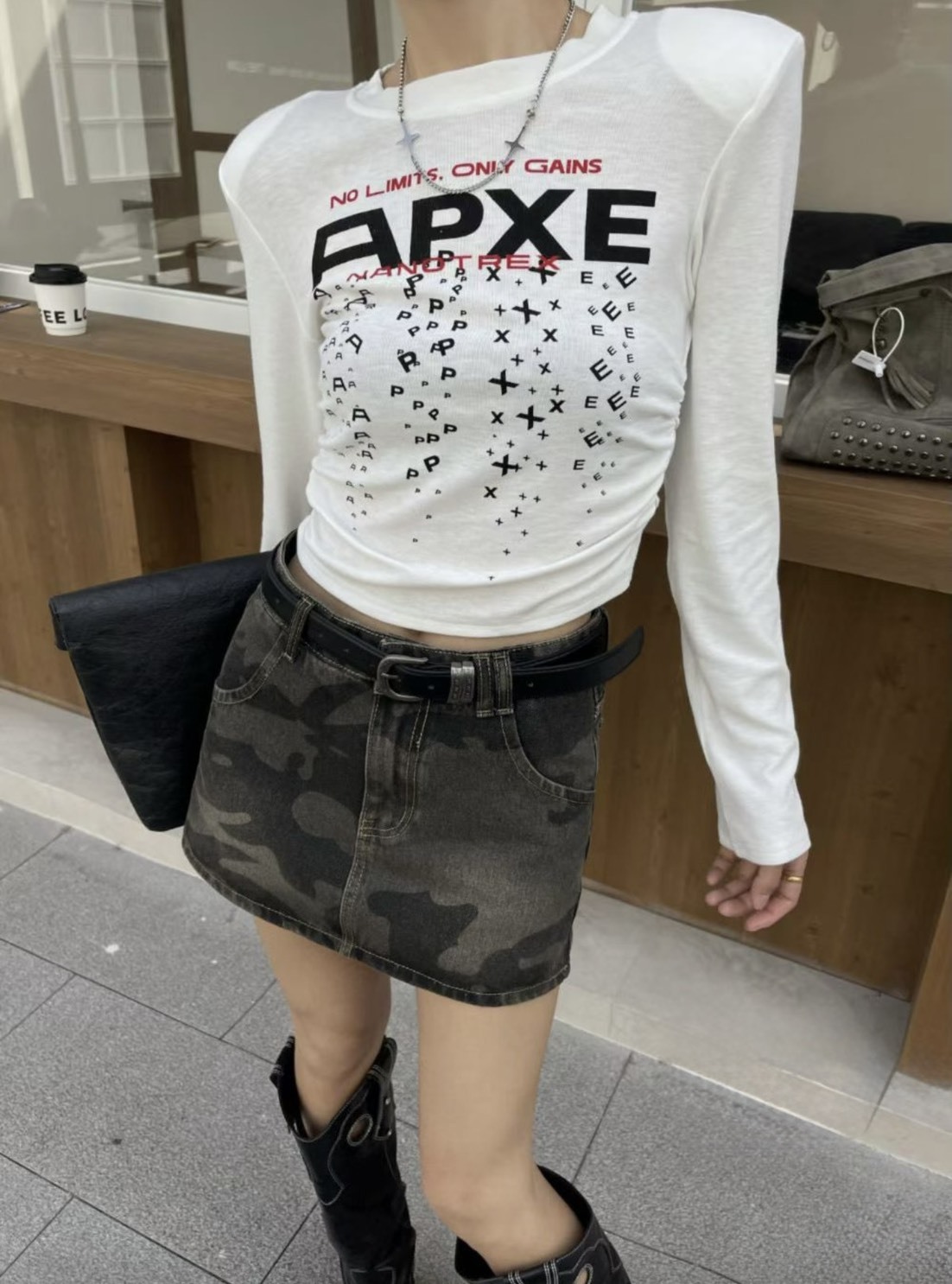 (GOAL)辣妹迷彩工裝短裙 (附皮帶)