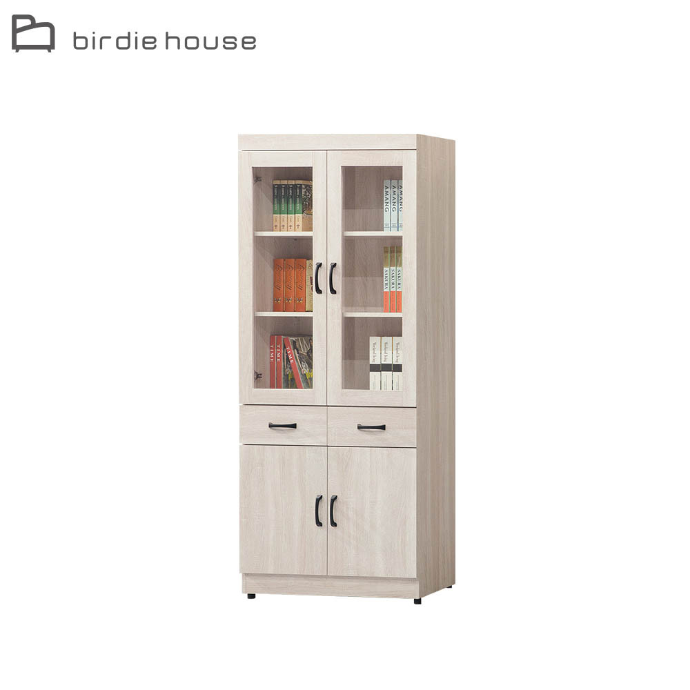 柏蒂家居-約爾2.7尺四門二抽書櫃/收納置物櫃/展示櫃