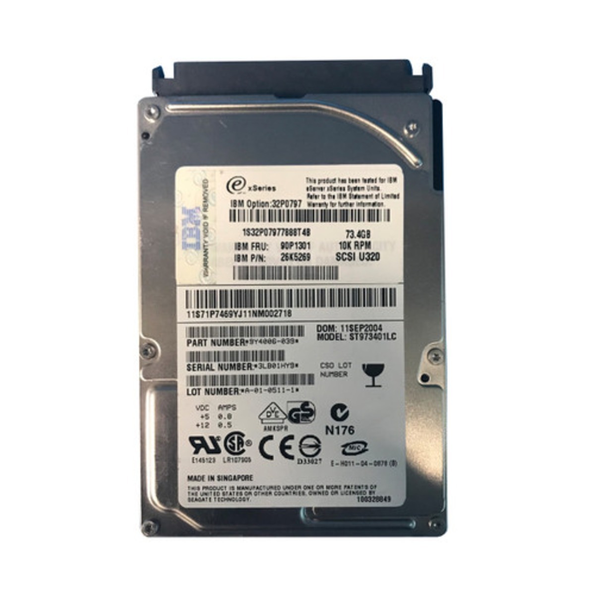 90P1301 IBM 2.5" 73GB U320 SCSI 10K RPM HDD (翻新)