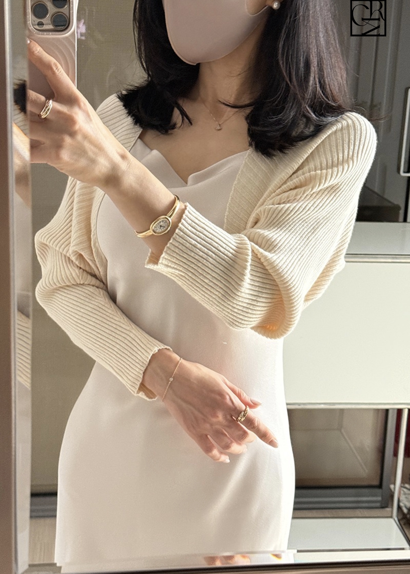 優雅氣息螺紋短版開襟罩衫外套 / 4色