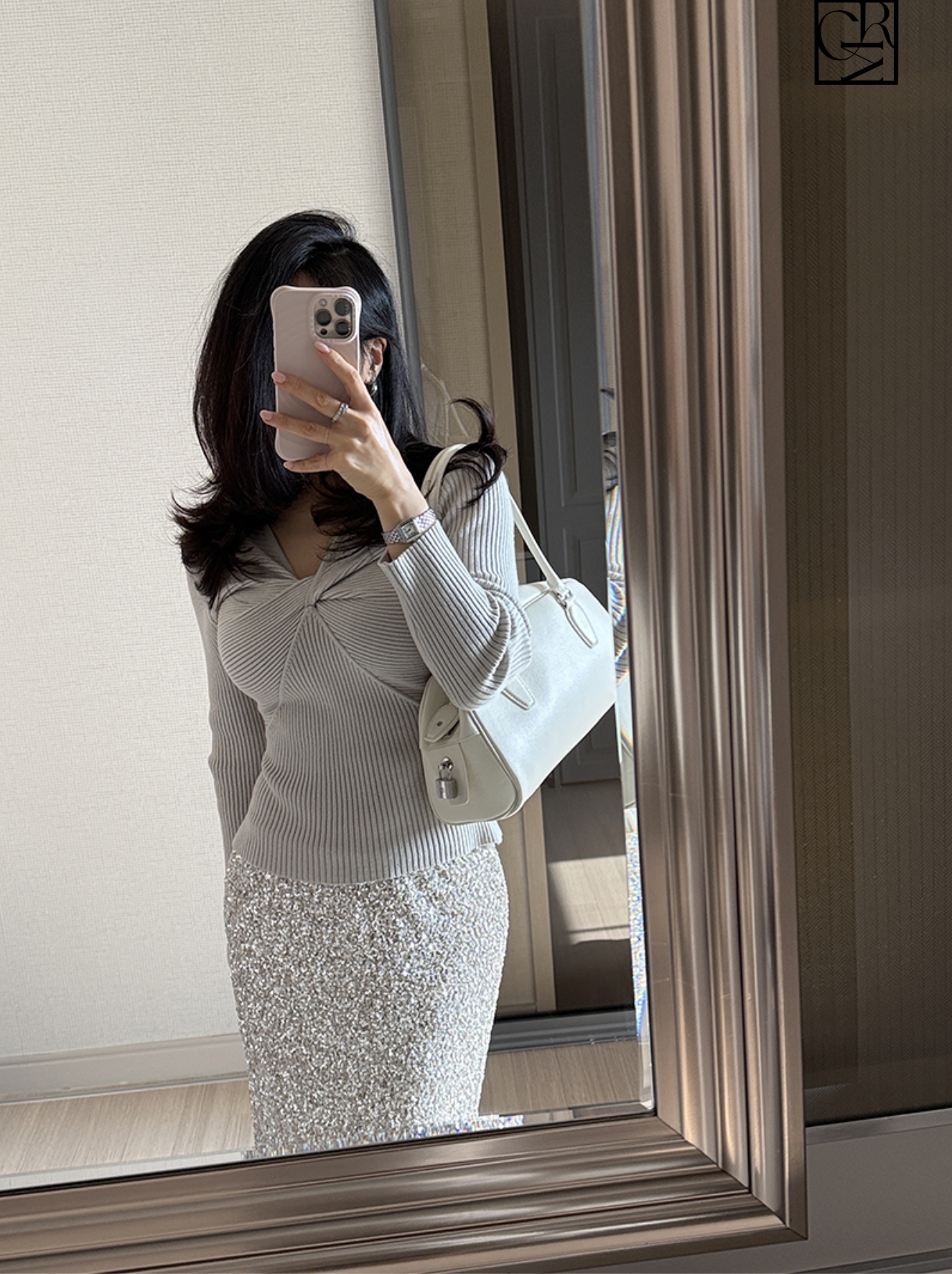 閃閃亮片鬆緊腰鉛筆裙長裙-F / 2色