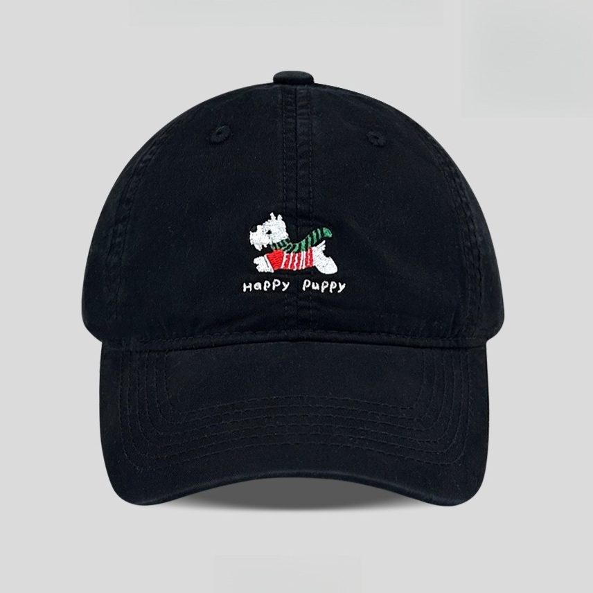 Korean-Style Schnauzer Puppy Embroidered Baseball Cap